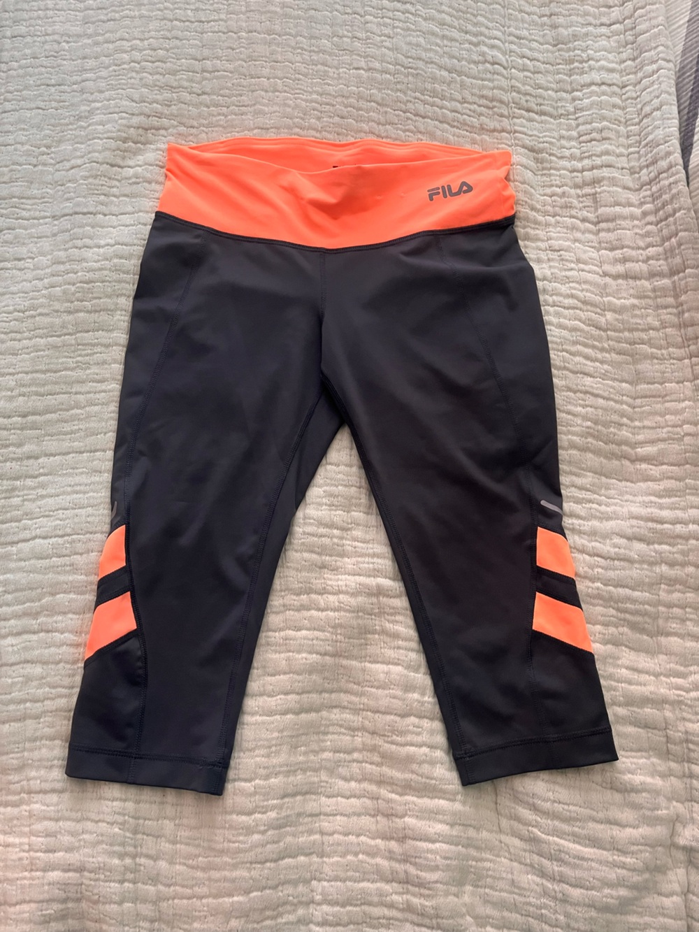 Fila Running Leggings with Neon Orange Accents S
